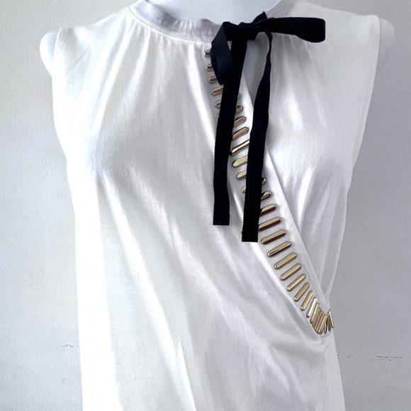 J. Crew Light knit sample shirt small with tie, gold bars and twisted back Small - Picture 6 of 10